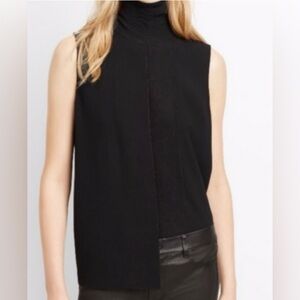 Vince Black Sleeveless Mock Neck Laser Cut Pleated Blouse
Top NWT